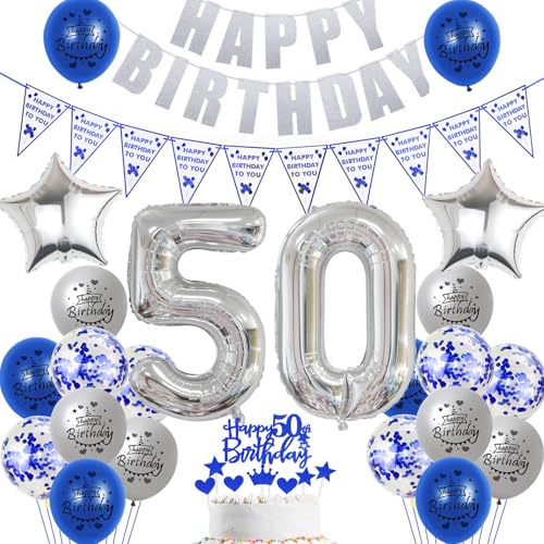 Hopewey Deko 50. Geburtstag Frauen Mann Dekoration silber blau Tortendeko 50. Geburtstag Mann Luftballons 50 Geburtstag deko 50. Geburtstag Männer Ballon blau Geburtstagsdeko 50 Jahre Mann silber Hopewey Deko 50. Geburtstag Frauen Mann Dekoration silber blau Tortendeko 50. Geburtstag Mann Luftballons 50 Geburtstag deko 50. Geburtstag Männer Ballon blau Geburtstagsdeko 50 Jahre Mann silber von Hopewey