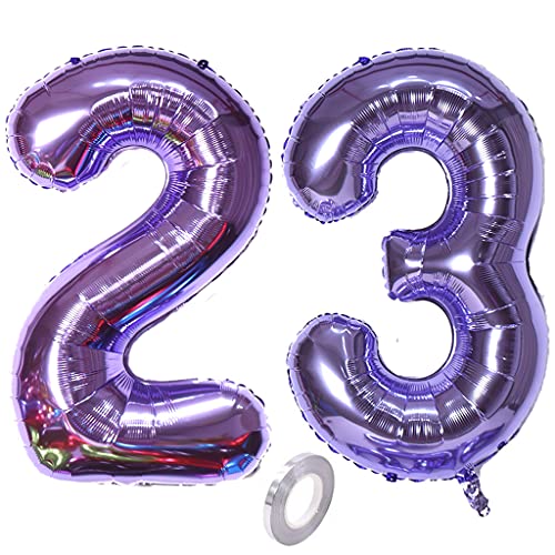 Hopewey: 2 Stück lila Zahlballon 23, 40 Zoll, wiederverwendbar, Damen (All Ages), Unisex, Geburtstag, Erwachsene von Hopewey