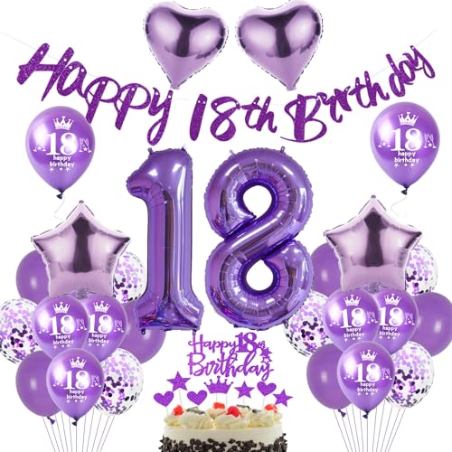 Lila Luftballon 18. Geburtstag Dekoration Mädchen Lila Tortendeko 18. Geburtstag Mädchen Geburtstagsdeko 18 Jahre Mädchen Ballon violett Folienballon 18 deko 18. Geburtstag Mädchen Lila Ballon von Hopewey