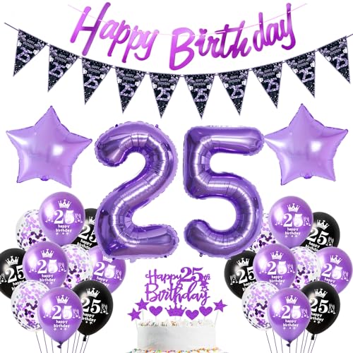 Lila Luftballon 25. Geburtstag Dekoration violett Tortendeko 25. Geburtstag Frauen party deko Geburtstagsdeko 25 Jahre Frau Mädchen Lila Folienballon 25 Ballon von Hopewey