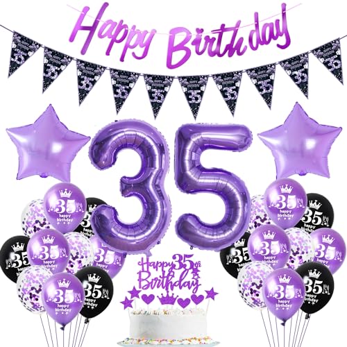 Lila Luftballon 35. Geburtstag Dekoration violett Tortendeko 35. Geburtstag Frauen party deko Geburtstagsdeko 35 Jahre Frau Mädchen Lila Folienballon 35 Ballon von Hopewey