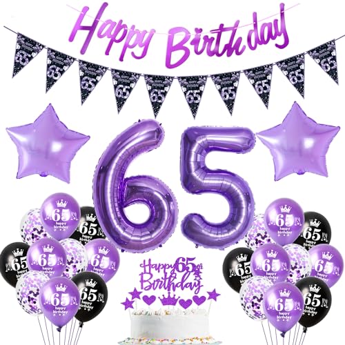 Lila Luftballon 65. Geburtstag Dekoration violett Tortendeko 65. Geburtstag Frauen party deko Geburtstagsdeko 65 Jahre Frau Mädchen Lila Folienballon 65 Ballon von Hopewey