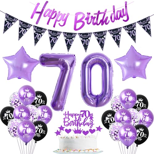 Lila Luftballon 70. Geburtstag Dekoration violett Tortendeko 70. Geburtstag Frauen party deko Geburtstagsdeko 70 Jahre Frau Mädchen Lila Folienballon 70 Ballon von Hopewey