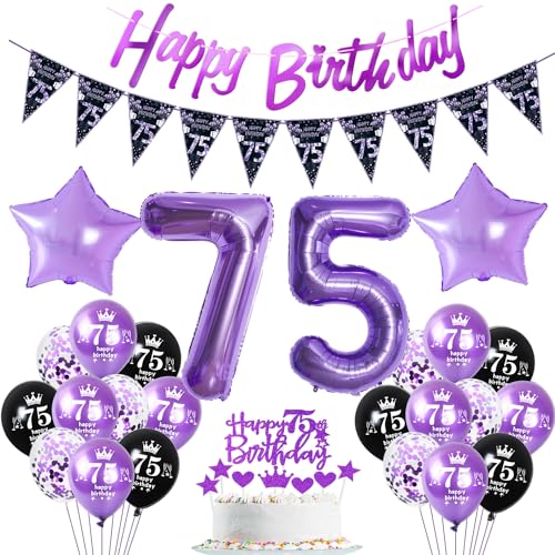 Lila Luftballon 75. Geburtstag Dekoration violett Tortendeko 75. Geburtstag Frauen party deko Geburtstagsdeko 75 Jahre Frau Mädchen Lila Folienballon 75 Ballon von Hopewey