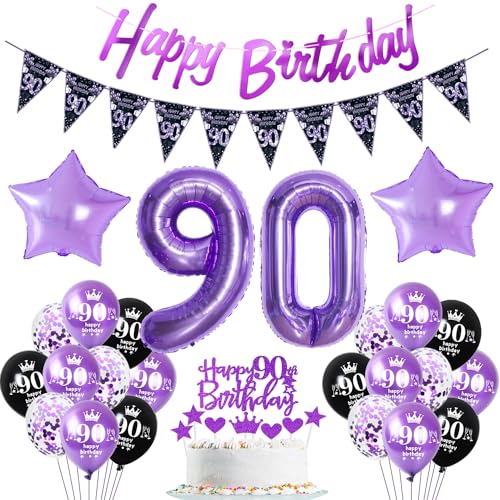 Lila Luftballon 90. Geburtstag Dekoration violett Tortendeko 90. Geburtstag Frauen party deko Geburtstagsdeko 90 Jahre Frau Mädchen Lila Folienballon 90 Ballon von Hopewey