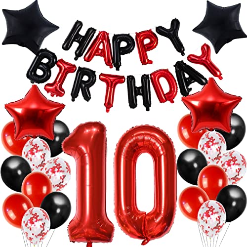 Luftballon 10. Geburtstag Mädchen rot Schwarz Folienballon Zahlen 10 Geburtstagsdeko Mädchen 10 Jahr geburtstagdeko mädchen 10 jahre 10. Geburtstag deko Rot Mädchen Geburtstagsdeko 10 Jahr Mädchen von Hopewey