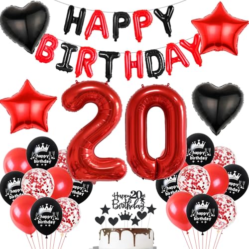 Luftballon 20. Geburtstag deko frau rot Schwarz set Folienballon Zahlen 20 Geburtstagsdeko frauen 20 Jahre geburtstagdeko frau 20 jahre 20. Geburtstag deko Rot frau Geburtstagsdeko 20 Jahre frauen … von Hopewey