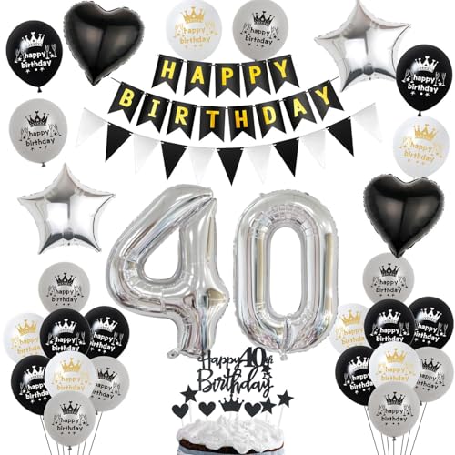 Luftballon 40. Geburtstag Dekoration Schwarz Silber Tortendeko Geburtstag 40 Jahre Mann kuchen deko 40 Geburtstag Frauen Mann,ballon 40. Geburtstag Männer Frauen,Geburtstagsdeko 40 Jahre Frauen Luftballon 40. Geburtstag Dekoration Schwarz Silber Tortendeko Geburtstag 40 Jahre Mann kuchen deko 40 Geburtstag Frauen Mann,ballon 40. Geburtstag Männer Frauen,Geburtstagsdeko 40 Jahre Frauen von Hopewey