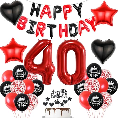 Luftballon 40. Geburtstag deko frau rot Schwarz set Folienballon Zahlen 40 Geburtstagsdeko frauen 40 Jahre geburtstagdeko frau 40 jahre 40. Geburtstag deko Rot frau Geburtstagsdeko 40 Jahre frauen von Hopewey