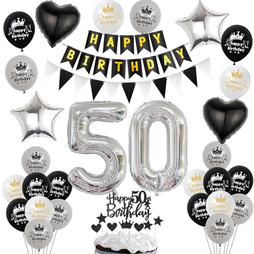 Luftballon 50. Geburtstag Dekoration Schwarz Silber Tortendeko Geburtstag 50 Jahre Mann kuchen deko Luftballon 50. Geburtstag Dekoration Schwarz Silber Tortendeko Geburtstag 50 Jahre Mann kuchen deko von Hopewey