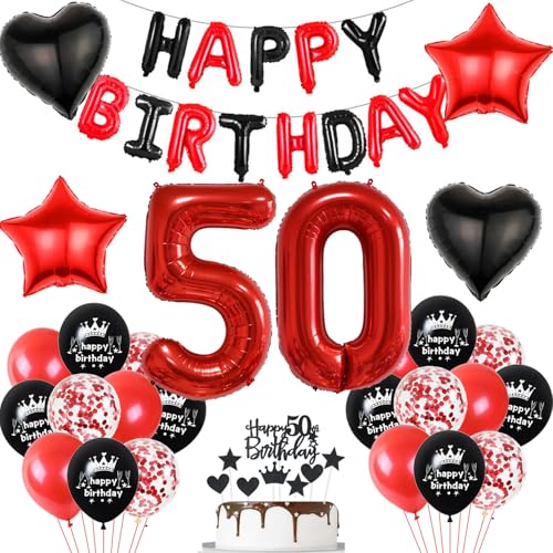 Luftballon 50. Geburtstag deko frau rot Schwarz set Folienballon Zahlen 50 Geburtstagsdeko frauen 50 Jahre geburtstagdeko frau 50 jahre 50. Geburtstag deko Rot frau Geburtstagsdeko 50 Jahre frauen von Hopewey