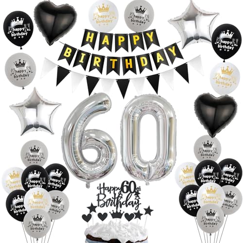 Luftballon 60. Geburtstag Dekoration Schwarz Silber Tortendeko Geburtstag 60 Jahre Mann kuchen deko 60 Geburtstag Frauen Mann,ballon 60. Geburtstag Männer Frauen,Geburtstagsdeko 60 Jahre Frauen Luftballon 60. Geburtstag Dekoration Schwarz Silber Tortendeko Geburtstag 60 Jahre Mann kuchen deko 60 Geburtstag Frauen Mann,ballon 60. Geburtstag Männer Frauen,Geburtstagsdeko 60 Jahre Frauen von Hopewey