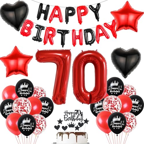 Luftballon 70. Geburtstag deko frau rot Schwarz set Folienballon Zahlen 70 Geburtstagsdeko frauen 70 Jahre geburtstagdeko frau 70 jahre 70. Geburtstag deko Rot frau Geburtstagsdeko 70 Jahre frauen von Hopewey