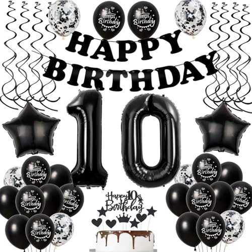 Luftballons 10. Geburtstag Junge Mädchen Deko Schwarz Tortendeko 10. Geburtstag Party Deko Junge Schwarz Geburtstagsdeko 10 Jahre Mädchen dekoration 10 deko torte Luftballons 10. Geburtstag Junge Mädchen Deko Schwarz Tortendeko 10. Geburtstag Party Deko Junge Schwarz Geburtstagsdeko 10 Jahre Mädchen dekoration 10 deko torte von Hopewey