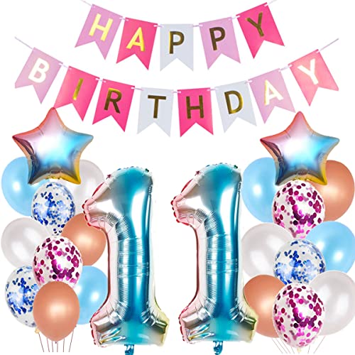 Luftballons 11. Geburtstag Dekoration für Mädchen - Rosa Ballons und Geburtstagsdeko für 11 Jahre von Hopewey