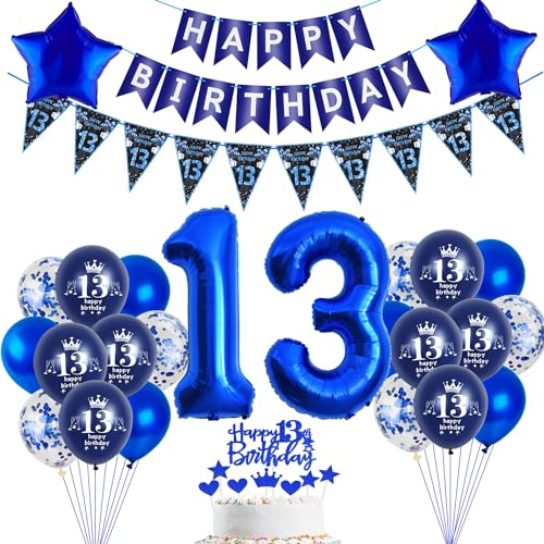 Luftballons 13 Geburtstag Dekoration,Blau Tortendeko Geburtstag 13 Jahre Junge,Blau Party Deko 13. Geburtstag Junge ballon , Geschenk für 13 Geburtstag Junge blau Geburtstagsdeko 13 Jahre Jungen Luftballons 13 Geburtstag Dekoration,Blau Tortendeko Geburtstag 13 Jahre Junge,Blau Party Deko 13. Geburtstag Junge ballon , Geschenk für 13 Geburtstag Junge blau Geburtstagsdeko 13 Jahre Jungen von Hopewey