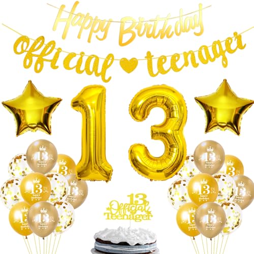 Luftballons 13. Geburtstag Deko Mädchen Jungen gold,Girlande Offizielle Teenager 13 Geburtstag Deko für Jungen Mädchen,13. Geburtstagsdeko 13 jahre Mädchen ballons deko 13. Geburtstag Jungen gold Luftballons 13. Geburtstag Deko Mädchen Jungen gold,Girlande Offizielle Teenager 13 Geburtstag Deko für Jungen Mädchen,13. Geburtstagsdeko 13 jahre Mädchen ballons deko 13. Geburtstag Jungen gold von Hopewey