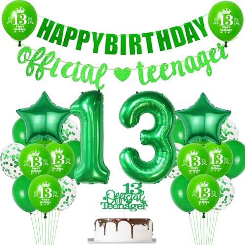 Luftballons 13. Geburtstag Deko Mädchen Jungen grün,Girlande Offizielle Teenager 13 Geburtstag Deko für Jungen Mädchen,13. Geburtstagsdeko 13 jahre Mädchen ballons deko 13. Geburtstag Jungen grün Luftballons 13. Geburtstag Deko Mädchen Jungen grün,Girlande Offizielle Teenager 13 Geburtstag Deko für Jungen Mädchen,13. Geburtstagsdeko 13 jahre Mädchen ballons deko 13. Geburtstag Jungen grün von Hopewey