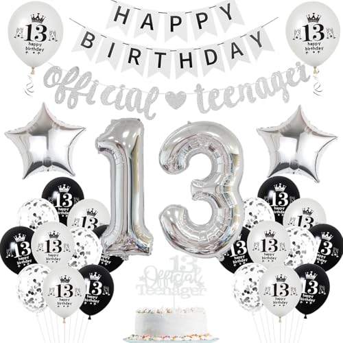 Luftballons 13. Geburtstag Deko für Mädchen und Jungen - Schwarz Weiß Girlande, Offizielle Teenager Dekoration, Ballons für 13 Jahre Luftballons 13. Geburtstag Deko für Mädchen und Jungen - Schwarz Weiß Girlande, Offizielle Teenager Dekoration, Ballons für 13 Jahre von Hopewey