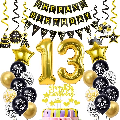 Luftballons 13. Geburtstag Deko Schwarz Gold, deko 13. Geburtstag Dekoration, Ballon 13 Geburtstag Junge deko , gold Tortendeko Geburtstag 13 Jahre Junge Geburtstagsdeko 13 Jahre Junge Mädchen Luftballons 13. Geburtstag Deko Schwarz Gold, deko 13. Geburtstag Dekoration, Ballon 13 Geburtstag Junge deko , gold Tortendeko Geburtstag 13 Jahre Junge Geburtstagsdeko 13 Jahre Junge Mädchen von Hopewey