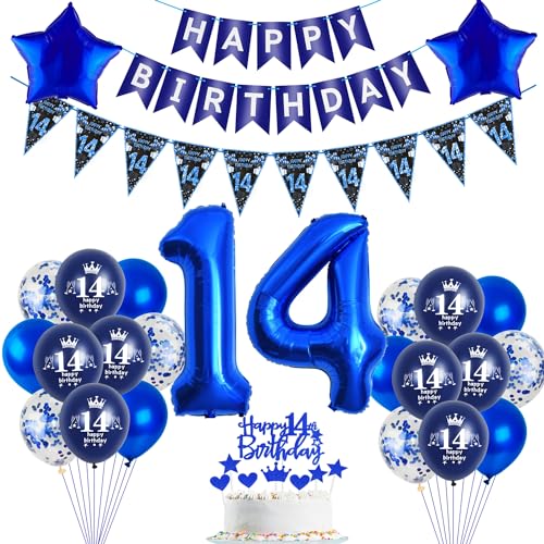 Luftballons 14 Geburtstag Dekoration,Blau Tortendeko Geburtstag 14 Jahre Junge,Blau Party Deko 14. Geburtstag Junge ballon, Geschenk für 14 Geburtstag Junge blau Geburtstagsdeko 14 Jahre Jungen Luftballons 14 Geburtstag Dekoration,Blau Tortendeko Geburtstag 14 Jahre Junge,Blau Party Deko 14. Geburtstag Junge ballon, Geschenk für 14 Geburtstag Junge blau Geburtstagsdeko 14 Jahre Jungen von Hopewey