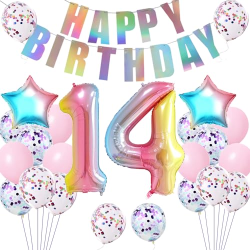 Luftballons 14 Geburtstag mädchen Dekoration bunt, deko 14. Geburtstag mädchen ballon rosa, Happy Birthday Girlande Banner rosa Geburtstagsdeko 14 jahre mädchen 14 .geburtstag deko mädchen Frauen Luftballons 14 Geburtstag mädchen Dekoration bunt, deko 14. Geburtstag mädchen ballon rosa, Happy Birthday Girlande Banner rosa Geburtstagsdeko 14 jahre mädchen 14 .geburtstag deko mädchen Frauen von Hopewey