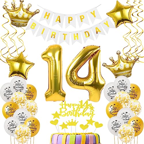 Luftballons 14. Geburtstag Junge Mädchen Deko gold Tortendeko 14. Geburtstag Junge Party Deko Weiß gold Geburtstagsdeko 14 Jahre Geburtstag dekoration Mädchen Junge 14. Geburtstag deko torte gold Luftballons 14. Geburtstag Junge Mädchen Deko gold Tortendeko 14. Geburtstag Junge Party Deko Weiß gold Geburtstagsdeko 14 Jahre Geburtstag dekoration Mädchen Junge 14. Geburtstag deko torte gold von Hopewey