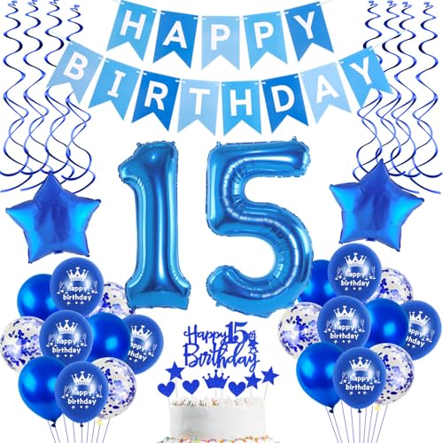 Luftballons 15 Geburtstag Deko Junge Blau, deko 15. geburtstag Junge,Folien ballons 15 geburtstag banner Happy Birthday 15 geburtstag deko junge blau Geburtstagdeko 15 Jahre junge Dekoration Luftballons 15 Geburtstag Deko Junge Blau, deko 15. geburtstag Junge,Folien ballons 15 geburtstag banner Happy Birthday 15 geburtstag deko junge blau Geburtstagdeko 15 Jahre junge Dekoration von Hopewey