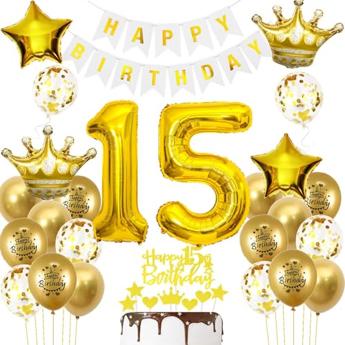 Luftballons 15. Geburtstag Junge Mädchen Deko Gold Tortendeko 15. Geburtstag Junge Party Dekoration Weiß gold Geburtstagsdeko 15 Jahre Mädchen Junge ballon Geburtstag deko 15. Geburtstag deko gold Luftballons 15. Geburtstag Junge Mädchen Deko Gold Tortendeko 15. Geburtstag Junge Party Dekoration Weiß gold Geburtstagsdeko 15 Jahre Mädchen Junge ballon Geburtstag deko 15. Geburtstag deko gold von Hopewey