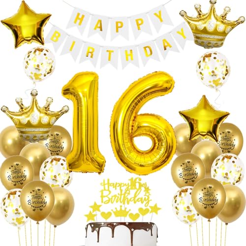 Hopewey 16. Geburtstag Ballons Dekoration Set - Gold, 20 Stück - Unisex Jugendliche - 16. Geburtstag Dekoration Hopewey 16. Geburtstag Ballons Dekoration Set - Gold, 20 Stück - Unisex Jugendliche - 16. Geburtstag Dekoration von Hopewey