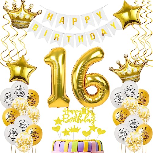 Luftballons 16. Geburtstag Junge Mädchen Deko gold Tortendeko 16. Geburtstag Junge Party Deko Weiß gold Geburtstagsdeko 16 Jahre dekoration Mädchen 16. deko torte Luftballons 16. Geburtstag Junge Mädchen Deko gold Tortendeko 16. Geburtstag Junge Party Deko Weiß gold Geburtstagsdeko 16 Jahre dekoration Mädchen 16. deko torte von Hopewey