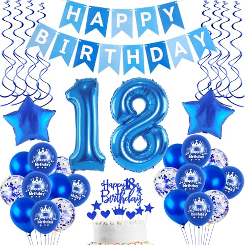 Luftballons 18 Geburtstag Deko Junge Blau, deko 18. geburtstag Junge,Folien ballons 18 geburtstag banner Happy Birthday 18 geburtstag deko junge blau Geburtstagdeko 18 Jahre junge Dekoration Luftballons 18 Geburtstag Deko Junge Blau, deko 18. geburtstag Junge,Folien ballons 18 geburtstag banner Happy Birthday 18 geburtstag deko junge blau Geburtstagdeko 18 Jahre junge Dekoration von Hopewey