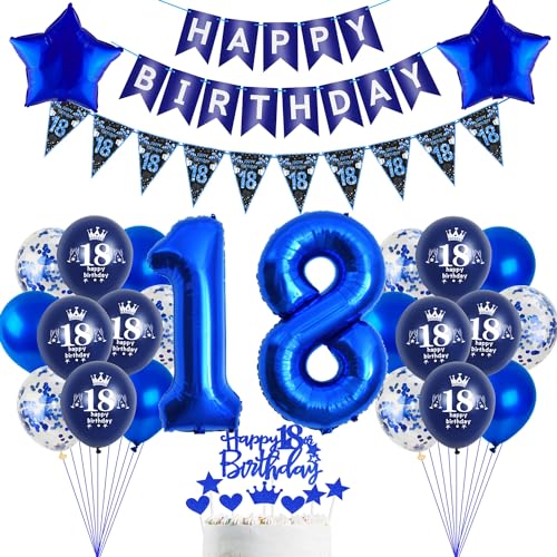 Luftballons 18 Geburtstag Dekoration,Blau Tortendeko Geburtstag 18 Jahre Junge,Blau Party Deko 18. Junge ballon , Geschenk für 18 blau Geburtstagsdeko 18 Jahre Jungen Luftballons 18 Geburtstag Dekoration,Blau Tortendeko Geburtstag 18 Jahre Junge,Blau Party Deko 18. Junge ballon , Geschenk für 18 blau Geburtstagsdeko 18 Jahre Jungen von Hopewey