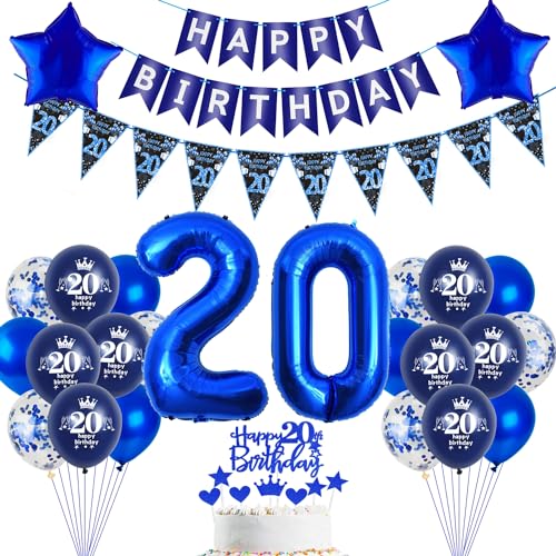 Luftballons 20 Geburtstag Dekoration,Blau Tortendeko Geburtstag 20 Jahre Mann,Blau Party Deko 20. Geburtstag Mann ballon , Geschenk für 20 Geburtstag Mann blau Geburtstagsdeko 20 Jahre männer Luftballons 20 Geburtstag Dekoration,Blau Tortendeko Geburtstag 20 Jahre Mann,Blau Party Deko 20. Geburtstag Mann ballon , Geschenk für 20 Geburtstag Mann blau Geburtstagsdeko 20 Jahre männer von Hopewey