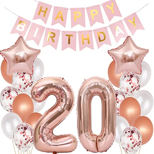 Luftballons 20 Geburtstag Dekoration frauen rosegold, 20. Geburtstag deko für frau,20 jahre Geburtstag deko frau 20 .geburtstag deko frau 20 Geburtstag frau 20 Geburtstagsdeko rosegold frauen(20) von Hopewey