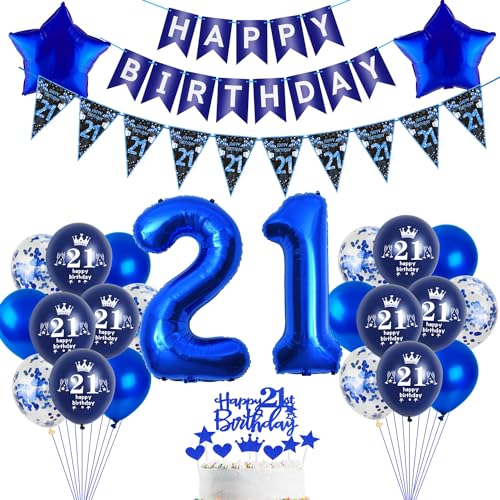 Luftballons 21 Geburtstag Dekoration,Blau Tortendeko Geburtstag 21 Jahre Mann,Blau Party Deko 21. Geburtstag Mann ballon , Geschenk für 21 Geburtstag Mann blau Geburtstagsdeko 21 Jahre männer Luftballons 21 Geburtstag Dekoration,Blau Tortendeko Geburtstag 21 Jahre Mann,Blau Party Deko 21. Geburtstag Mann ballon , Geschenk für 21 Geburtstag Mann blau Geburtstagsdeko 21 Jahre männer von Hopewey