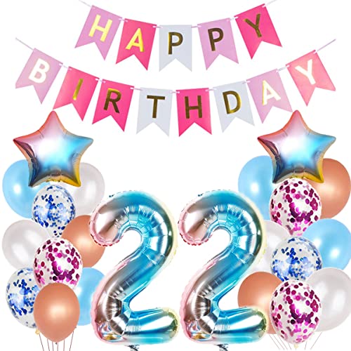 Luftballons 22 Geburtstag Dekoration frau rosa,ballon 22.Geburtstag deko für frauen,Geburtstagsdeko 22 jahre Geburtstag deko frau deko 22 geburtstag frau 22 Geburtstag frauen rosa von Hopewey