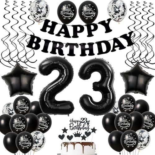Luftballons 23. Geburtstag Mann Frauen Deko Schwarz Tortendeko 23. Geburtstag Deko Mann Frau Schwarz Geburtstagsdeko 23 Jahre Frauen Männer dekoration 23 deko torte von Hopewey