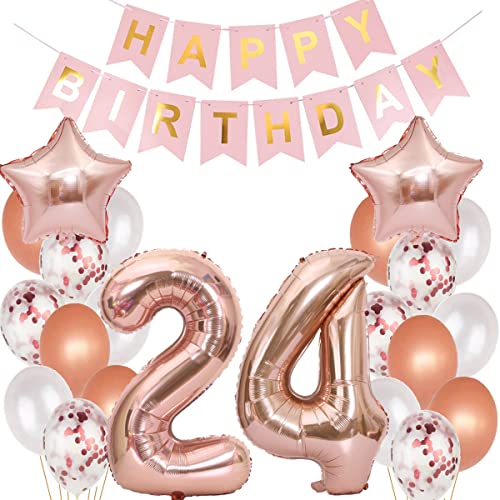 Luftballons 24 Geburtstag Dekoration frauen rosegold, 24. Geburtstag deko für frau,24 jahre Geburtstag deko frau 24 .geburtstag deko frau 24 Geburtstag frau 24 Geburtstagsdeko rosegold frauen (24) von Hopewey
