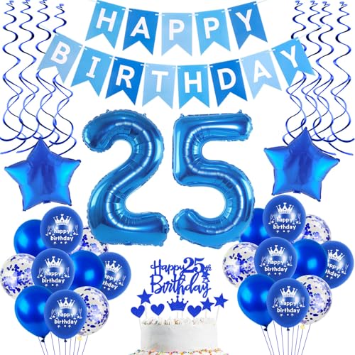 Hopewey 25. Geburtstag Dekoration Mann, 18 Stück, Ballon-Set, Blau, Stern, Männer, 25. Geburtstag, Herren Hopewey 25. Geburtstag Dekoration Mann, 18 Stück, Ballon-Set, Blau, Stern, Männer, 25. Geburtstag, Herren von Hopewey