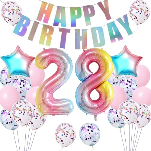 Luftballons 28 Geburtstag frauen Dekoration bunt, deko 28. Geburtstag frau ballon rosa , Happy Birthday Girlande Banner rosa Geburtstagsdeko 28 jahre frauen 28 .geburtstag deko mädchen Frauen Luftballons 28 Geburtstag frauen Dekoration bunt, deko 28. Geburtstag frau ballon rosa , Happy Birthday Girlande Banner rosa Geburtstagsdeko 28 jahre frauen 28 .geburtstag deko mädchen Frauen von Hopewey