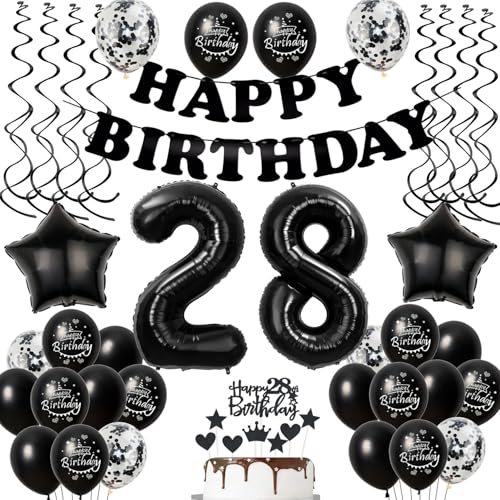 Luftballons 28. Geburtstag Mann Frauen Deko Schwarz Tortendeko 28. Geburtstag Deko Mann Frau Schwarz Geburtstagsdeko 28 Jahre Geburtstag Frauen Männer dekoration Schwarz 28 Geburtstag deko torte von Hopewey