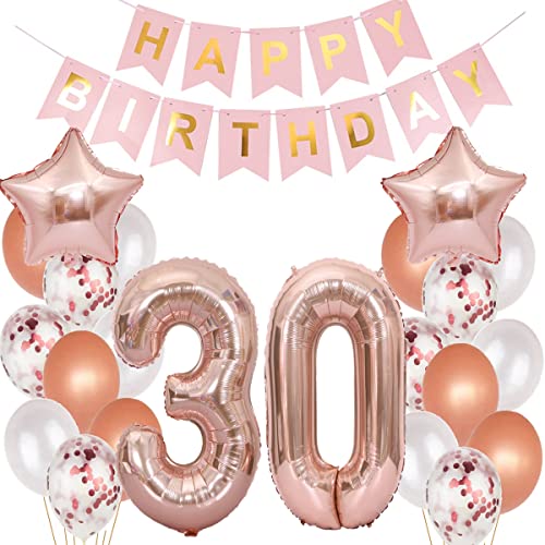 Luftballons 30. Geburtstag Dekoration Für Frauen - Rosegold 30 Jahre Geburtstagsdeko (30 Stück) von Hopewey