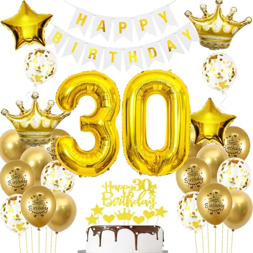 Luftballons 30. Geburtstag Mann frauen Deko Gold Tortendeko 30. Geburtstag Mann Party Dekoration Weiß gold Geburtstagsdeko 30 Jahre frau Männer ballon 30. gold von Hopewey