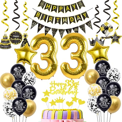 Luftballons 33. Geburtstag Deko Schwarz Gold, deko 33. Geburtstag Dekoration, Ballon 33 Geburtstag Mann deko , gold Tortendeko Geburtstag 33 Jahre Mann Geburtstagsdeko 33 Jahre Männer Frauen gold Luftballons 33. Geburtstag Deko Schwarz Gold, deko 33. Geburtstag Dekoration, Ballon 33 Geburtstag Mann deko , gold Tortendeko Geburtstag 33 Jahre Mann Geburtstagsdeko 33 Jahre Männer Frauen gold von Hopewey