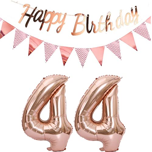 Luftballons 44.geburtstag deko frauen rosegold+Happy Birthday Girlande +Wimpelkette 40"Zahlen Ballon 44 Luftballons 44 Jahre Geburtstag Dekoration frau Geburtstagdeko 44 Geburtstag deko rosegold(44) von Hopewey