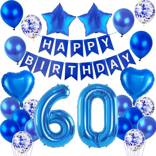 Luftballons 60. Geburtstag Dekoration Mann Blau set,Folienballon 60.Geburtstag Dekoration Männer Blau geburtstagsdeko 60 jahre Mann girlande 60 geburtstag ballon deko 60. geburtstag Mann deko von Hopewey