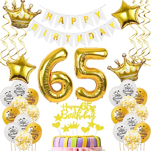 Luftballons 65. Geburtstag Mann Frauen Deko gold Tortendeko 65. Geburtstag Mann Party Deko Weiß gold Geburtstagsdeko 65 Jahre Geburtstag dekoration Frau Männer 65. Geburtstag deko torte gold von Hopewey