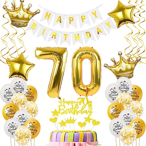 Luftballons 70. Geburtstag Mann Frauen Deko gold Tortendeko 70. Geburtstag Mann Party Deko Weiß gold Geburtstagsdeko 70 Jahre Geburtstag dekoration Frau Männer 70. Geburtstag deko torte gold von Hopewey