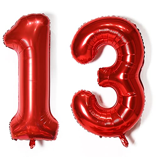 Hopewey Luftballons Zahl 13, Rot, 2 Stück, 40" Riese, Helium oder Luft, Ideal für Mädchen Geburtstag, Kinder, Teenagerinnen, junge Erwachsene, Feierfreundinnen Hopewey Luftballons Zahl 13, Rot, 2 Stück, 40" Riese, Helium oder Luft, Ideal für Mädchen Geburtstag, Kinder, Teenagerinnen, junge Erwachsene, Feierfreundinnen von Hopewey